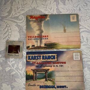 Vintage Souvenir Post Card Folders from Yellowstone and Karst Ranch